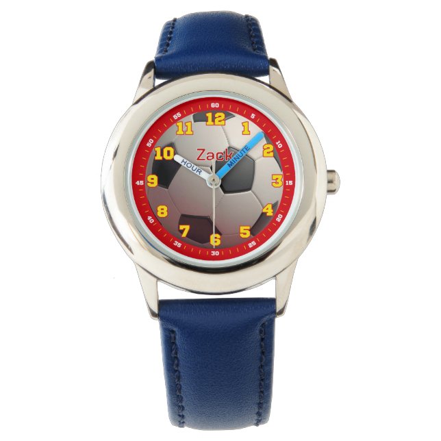 Personalized Soccer Boys Time-Teaching Design Horloge (Voorkant)