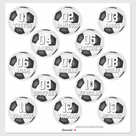 personalized soccer stickers for 13 boys girls (Vel)