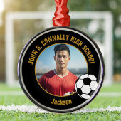 Personalized Soccer Team Player Photo Christmas Metalen Ornament