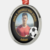 Personalized Soccer Team Player Photo Christmas Metalen Ornament (Links)