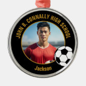 Personalized Soccer Team Player Photo Christmas Metalen Ornament (Voorkant)