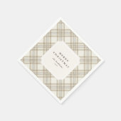 Personalized Soft Beige Gingham Merry Christmas Servet (Hoek)