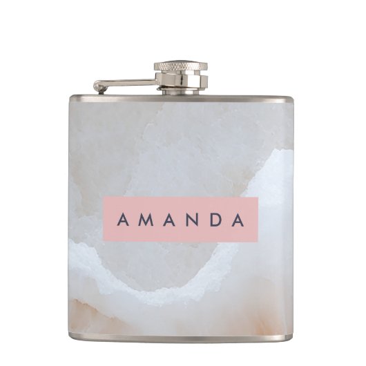 Personalized Soft Cream Onyx Marble Texture  Heupfles (Voorkant)