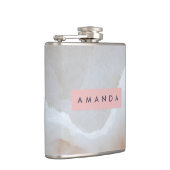 Personalized Soft Cream Onyx Marble Texture  Heupfles (Rechts)