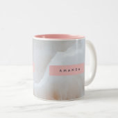 Personalized Soft Cream Onyx Marble Texture Tweekleurige Koffiemok (Voorkant rechts)