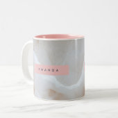 Personalized Soft Cream Onyx Marble Texture Tweekleurige Koffiemok (Voorkant links)