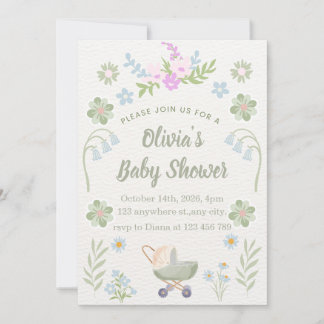 Personalized Soft Floral Baby Shower Kaart