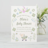 Personalized Soft Floral Baby Shower Kaart (Staand voorkant)