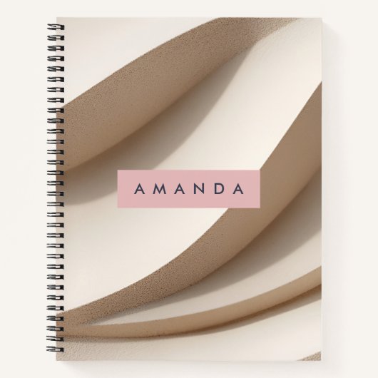 Personalized Soft Minimal Beige Wave Style Notitieboek (Voorkant)