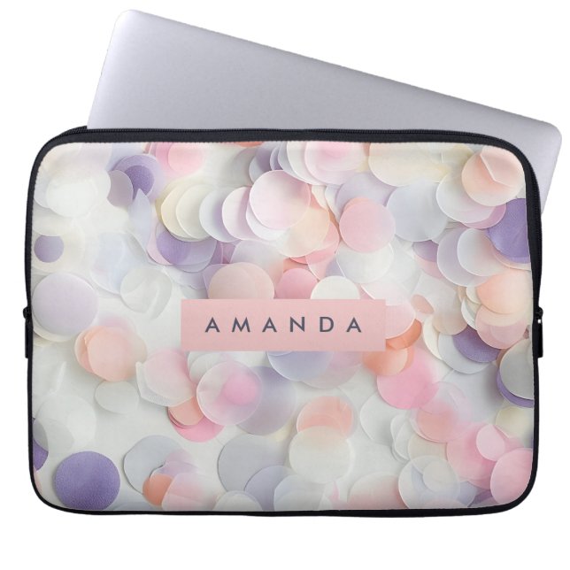 Personalized Soft Pastel Confetti Design Laptop Sleeve (Voorkant)