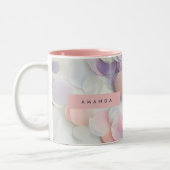 Personalized Soft Pastel Confetti Design Tweekleurige Koffiemok (Links)
