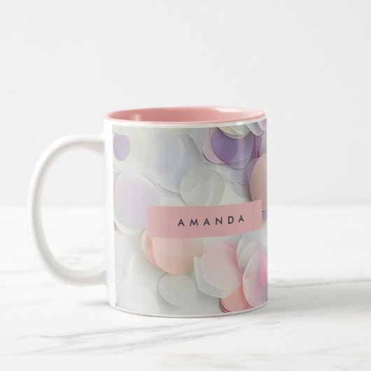 Personalized Soft Pastel Confetti Design Tweekleurige Koffiemok (Links)