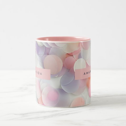 Personalized Soft Pastel Confetti Design Tweekleurige Koffiemok (Center)