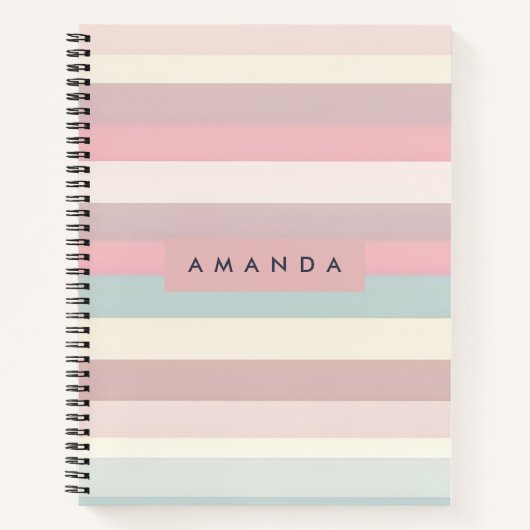 Personalized Soft Pastel Rainbow Stripes Notitieboek (Voorkant)