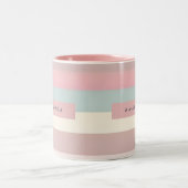 Personalized Soft Pastel Rainbow Stripes Tweekleurige Koffiemok (Center)