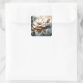Personalized Soft Peony Watercolor Bloom Vierkante Sticker (Tas)