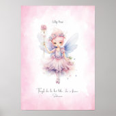 Personalized Soft Pink Fairy Nursery Wall Art Poster (Voorkant)