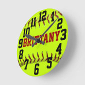 Personalized Softball Wall Clock Ronde Klok (Hoek)