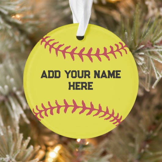 Personalized Softball With Custom Name Ornament (Boom)
