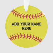 Personalized Softball With Custom Name Ornament (voorkant)
