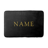 Personalized Solid Black Bath Mat with Custom Name (Voorkant)