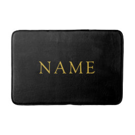 Personalized Solid Black Bath Mat with Custom Name