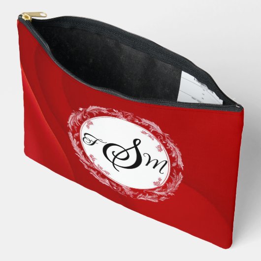 Personalized Solid Red Cosmetic Bag Etui (Open)