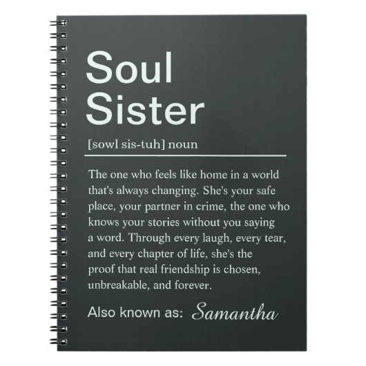 Personalized Soul Sister Definition Notitieboek (Voorkant)