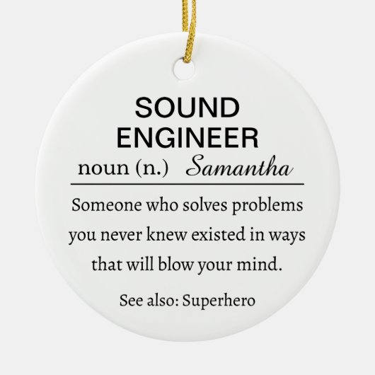 Personalized Sound Engineer Definition Keramisch Ornament (Voorkant)