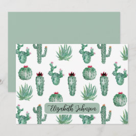 Personalized Southwest Cactus Botanical Note Card Notitiekaartje
