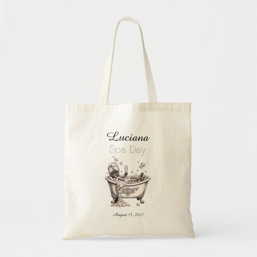 Personalized Spa Day Tote Bag - Custom Name (Voorkant)