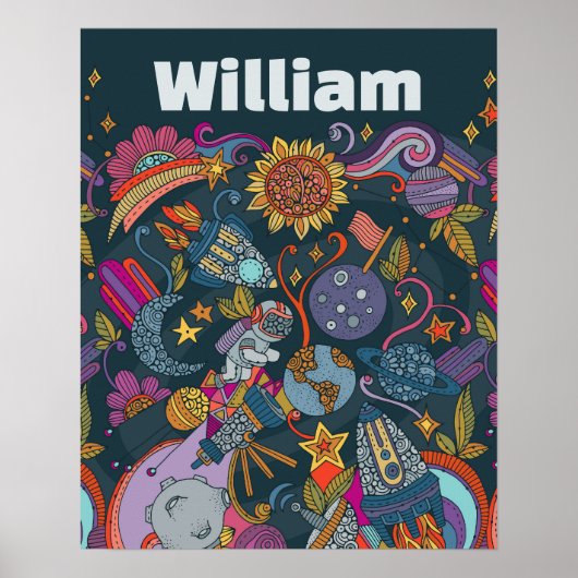 Personalized Space Name Poster for Kids  (Voorkant)