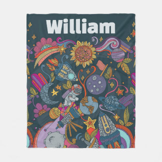 Personalized Space Name Poster for Kids  Fleece Deken