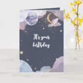 Personalized Space Theme Birthday Card Kaart (Gele Bloem)