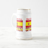 Personalized Spain Flag Heritage Design Bierpul (Voorkant links)