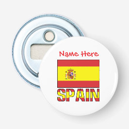 Personalized Spain Flag Heritage Design Button Flesopener