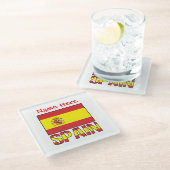 Personalized Spain Flag Heritage Design Glazen Onderzetter (Schuin)