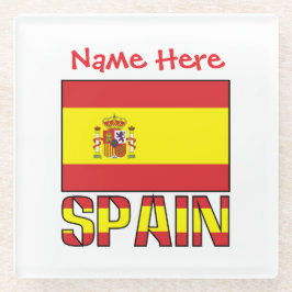 Personalized Spain Flag Heritage Design Glazen Onderzetter