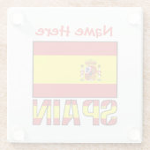 Personalized Spain Flag Heritage Design Glazen Onderzetter (Achterkant)