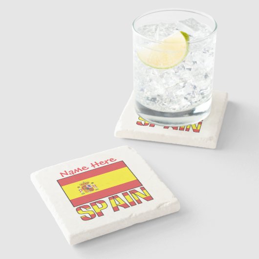 Personalized Spain Flag Heritage Design Stenen Onderzetter (Zijkant)