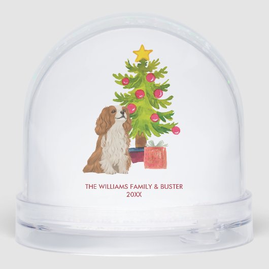 Personalized Spaniel Dog Christmas Sneeuwbol (Achterkant)