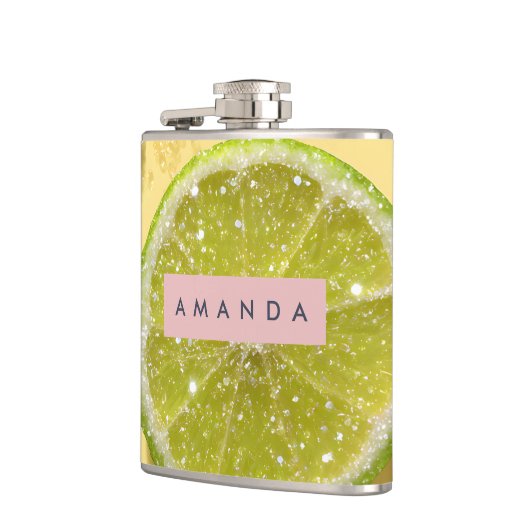Personalized Sparkle Lime Slice Glitter Citrus Heupfles (Links)