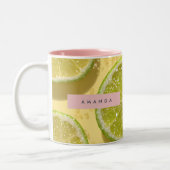 Personalized Sparkle Lime Slice Glitter Citrus Tweekleurige Koffiemok (Links)