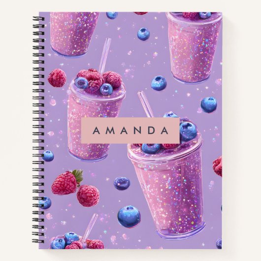 Personalized Sparkling Berry Bliss Purple Smoothie Notitieboek (Voorkant)