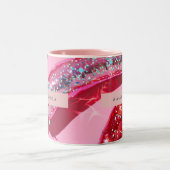 Personalized Sparkling Hot Pink Glitter Chili Tweekleurige Koffiemok (Center)