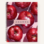 Personalized Sparkling Red Apple Pink Background Notitieboek (Voorkant)