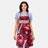 Personalized Sparkling Red Apple Pink Background Schort (Gedragen)