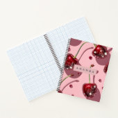 Personalized Sparkling Red Cherry Glam  Notitieboek (Binnen)