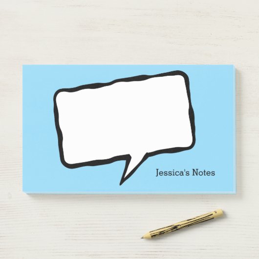 Personalized speech bubble blue Post-it® notes (Op bureau)