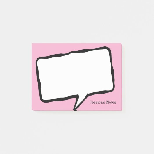 Personalized speech bubble pink Post-it® notes (Voorkant)
